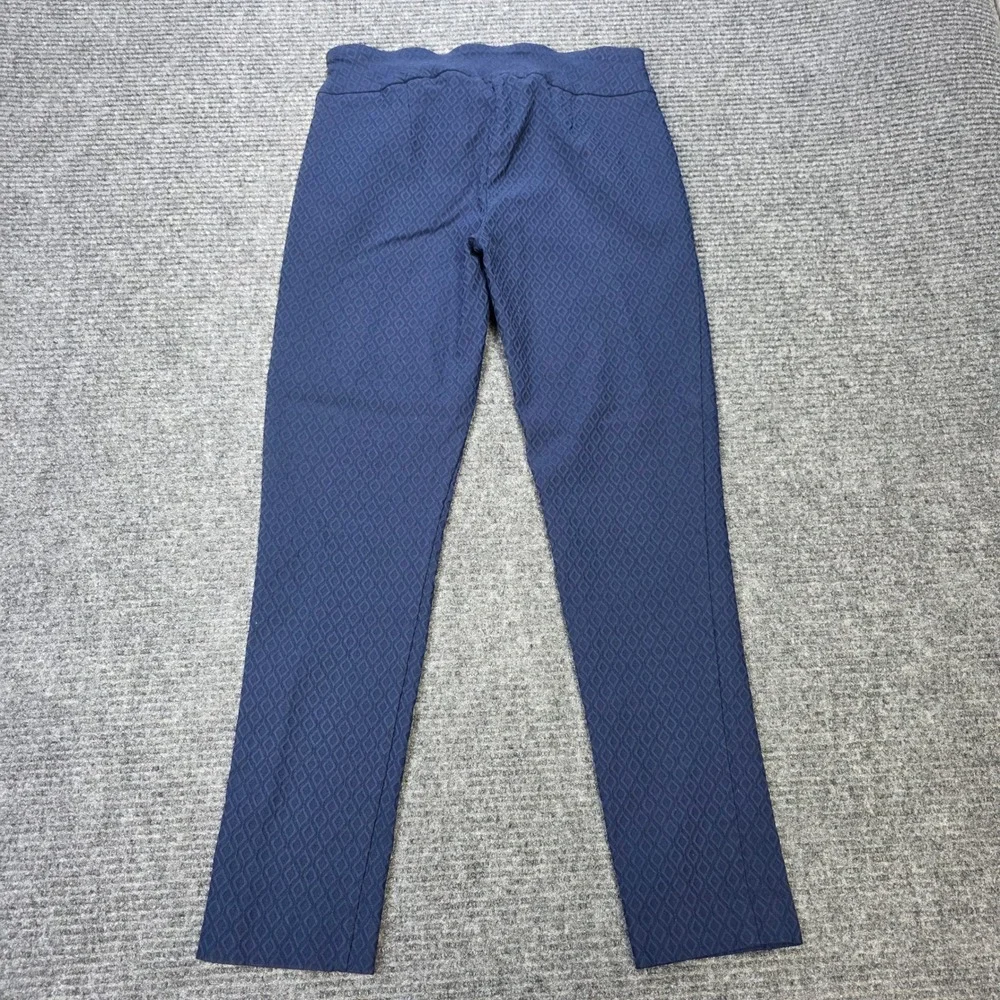 Crown & Ivy Pull On Dress Pants‎ Women's Size 6 Navy Blue Textured Diamond Slim